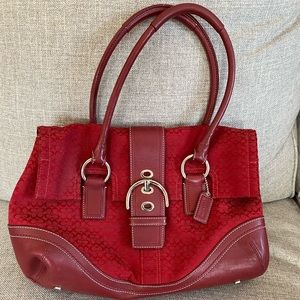 Red coach signature satchel
